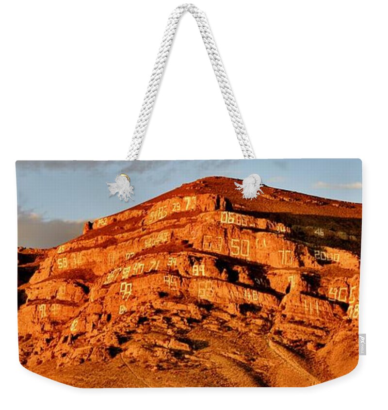 Arco Weekender Tote Bag featuring the photograph Number Hill by Benjamin Yeager