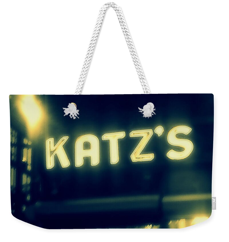 Nyc Weekender Tote Bag featuring the photograph NYC's Famous Katz's Deli by Paulo Guimaraes
