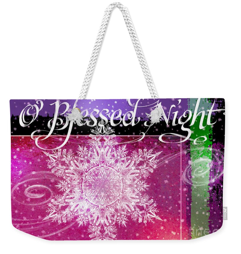 Christmas Weekender Tote Bag featuring the digital art O Blessed Night Greeting by Randy Wollenmann