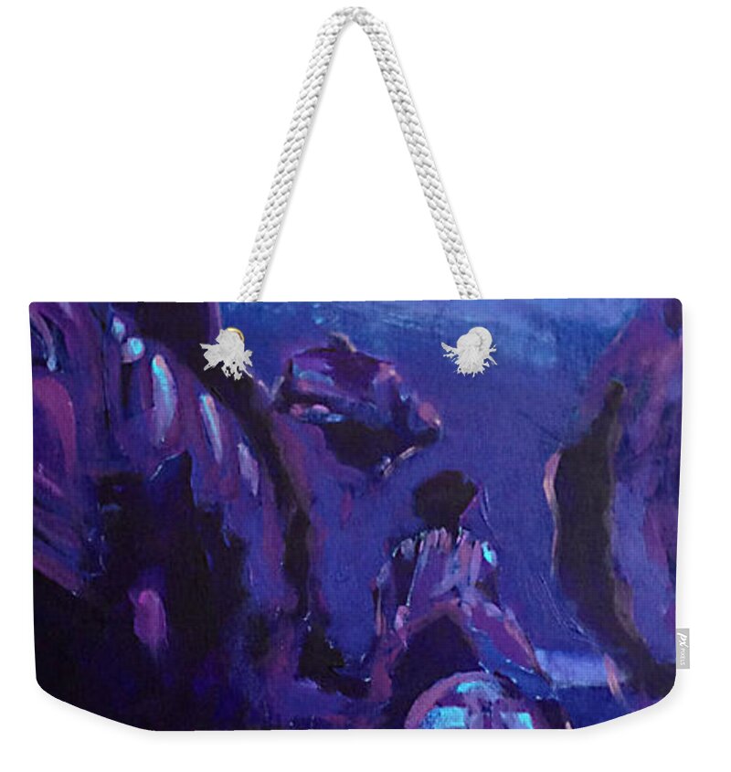 Nativity Weekender Tote Bag featuring the painting O Holy Night by Steve Gamba