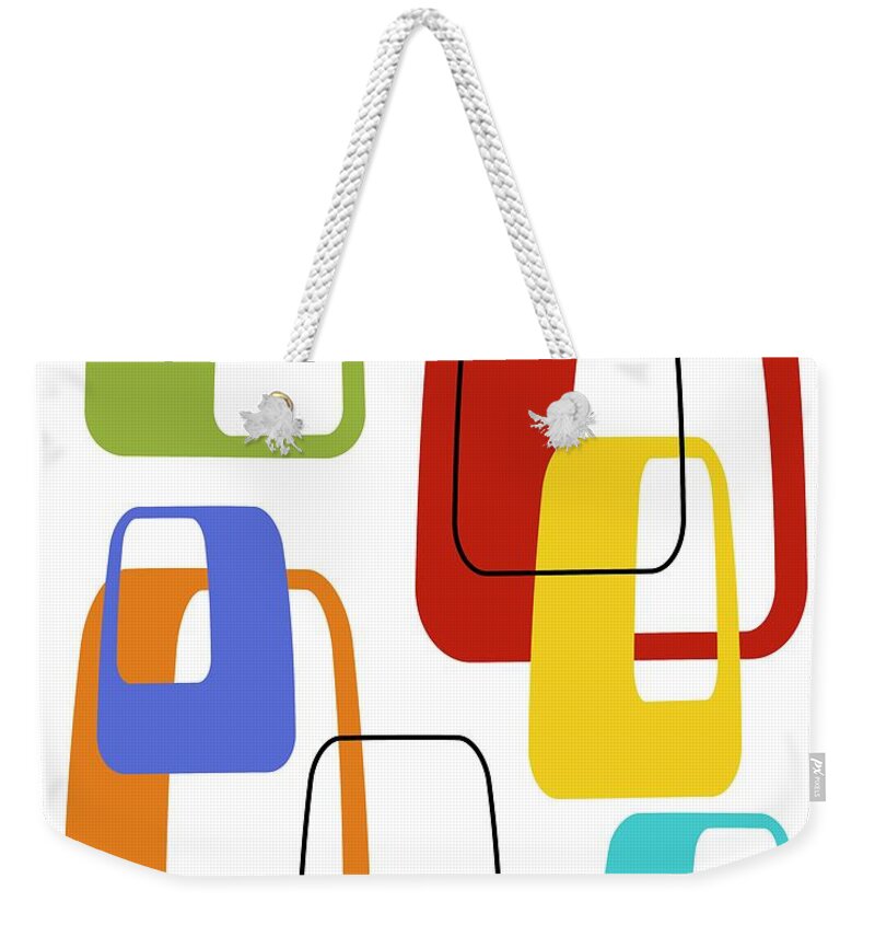 Abstract Weekender Tote Bag featuring the digital art Oblongs on White 3 by Donna Mibus