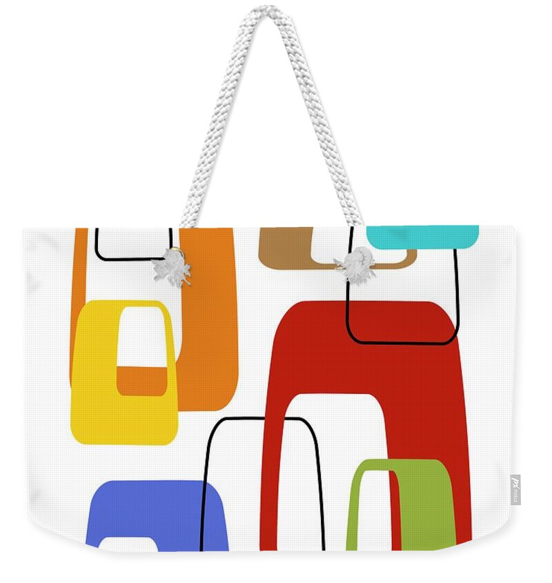 Abstract Weekender Tote Bag featuring the digital art Oblongs on White 4 by Donna Mibus