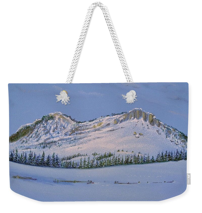 Observation Peak Weekender Tote Bag featuring the pastel Observation Peak by Michele Myers