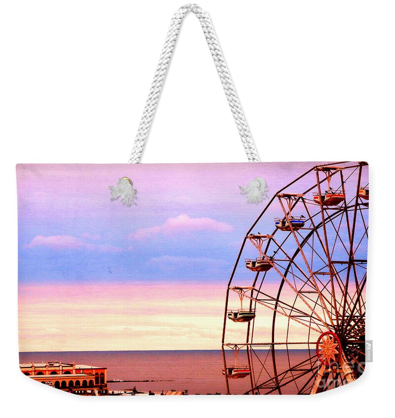 Ferris Wheel Weekender Tote Bag featuring the photograph Ocean City Ferris Wheel Music Pier by Beth Ferris Sale