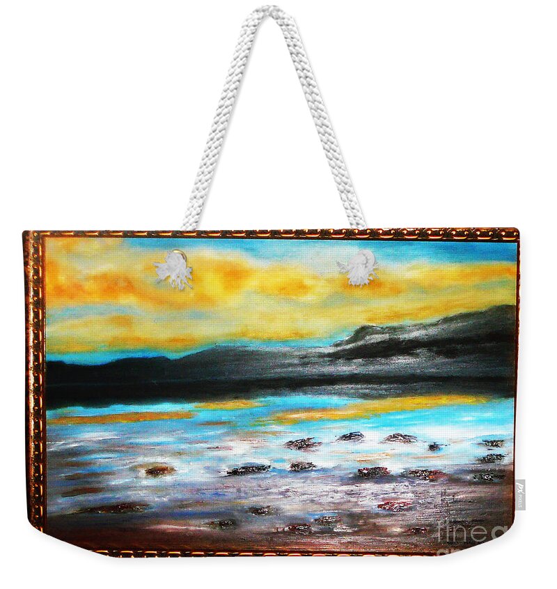 Oil Painting Weekender Tote Bag featuring the painting Ocean View by Yael VanGruber