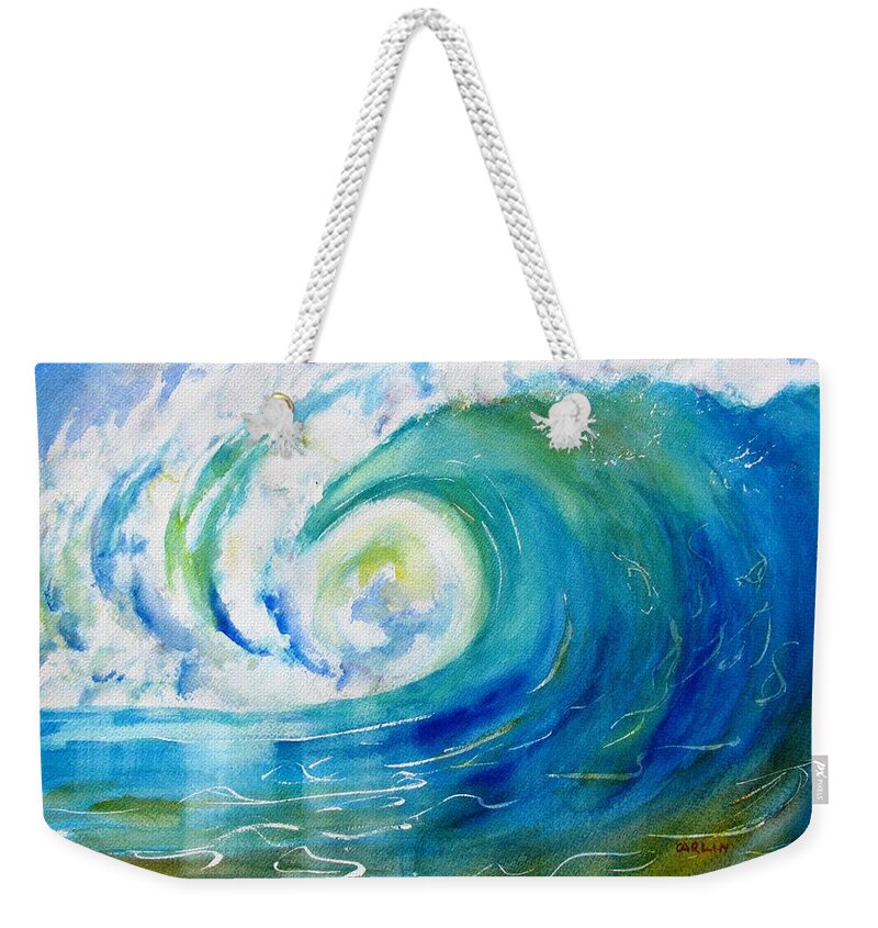 Wave Weekender Tote Bag featuring the painting Ocean Wave by Carlin Blahnik CarlinArtWatercolor