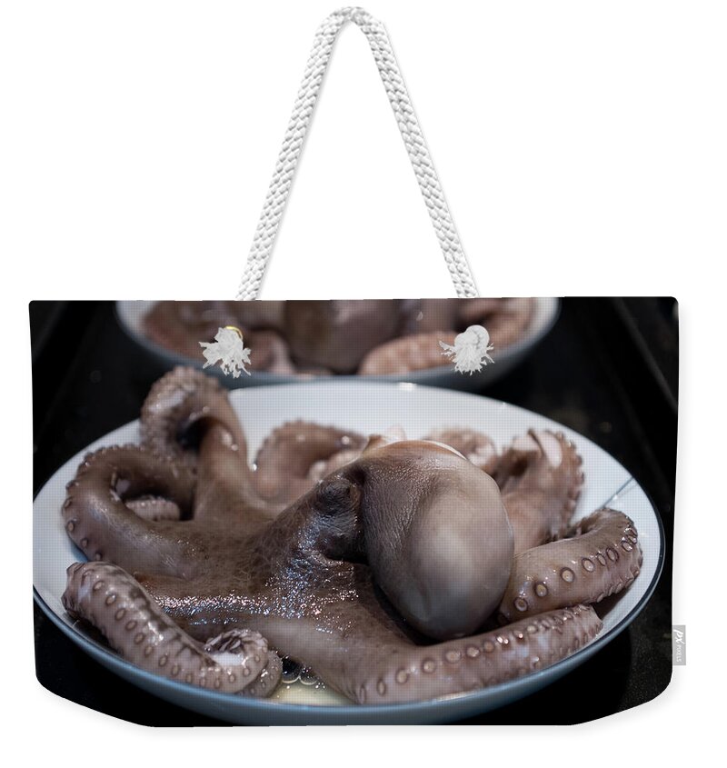 Serving Dish Weekender Tote Bag featuring the photograph Octopus by Katya Lyukum