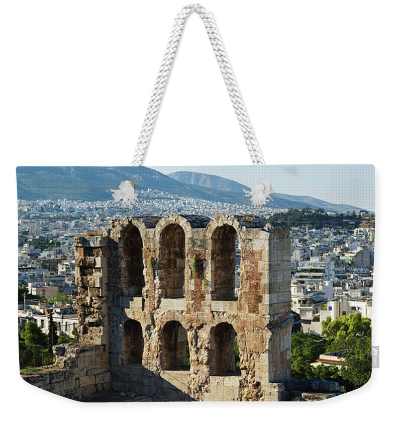 Arch Weekender Tote Bag featuring the photograph Odeon Of Herodes Atticus With View Of by Daniel Alexander / Design Pics