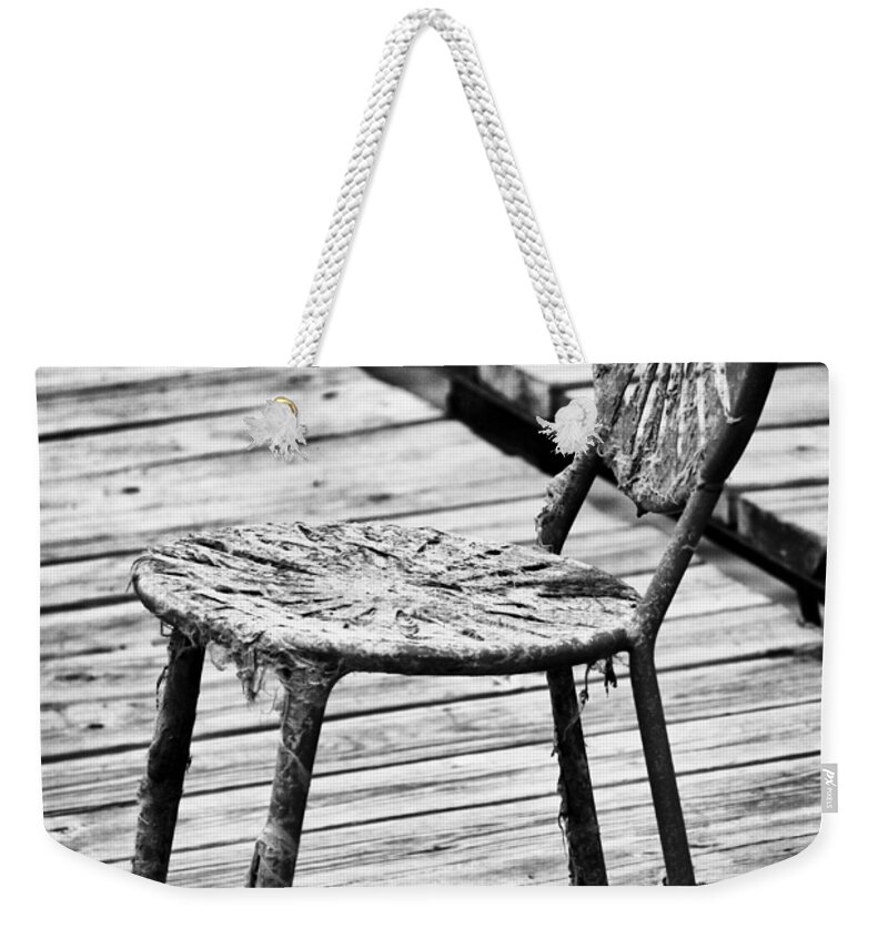Black And White Weekender Tote Bag featuring the photograph Off-Season Grunge by Christi Kraft