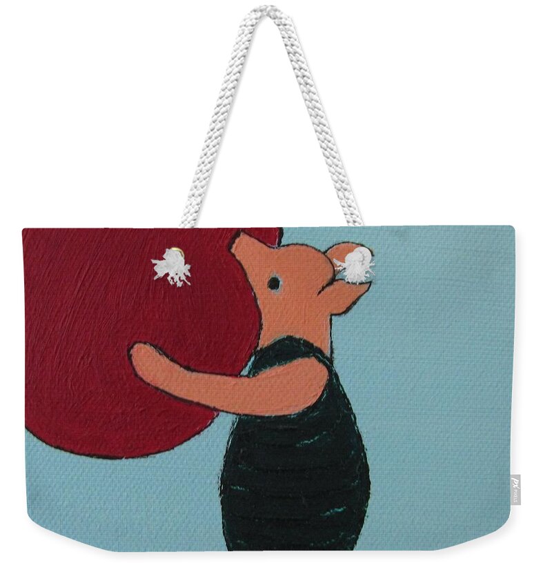 Piglet Weekender Tote Bag featuring the painting Oh Dear Dear by Denise Railey