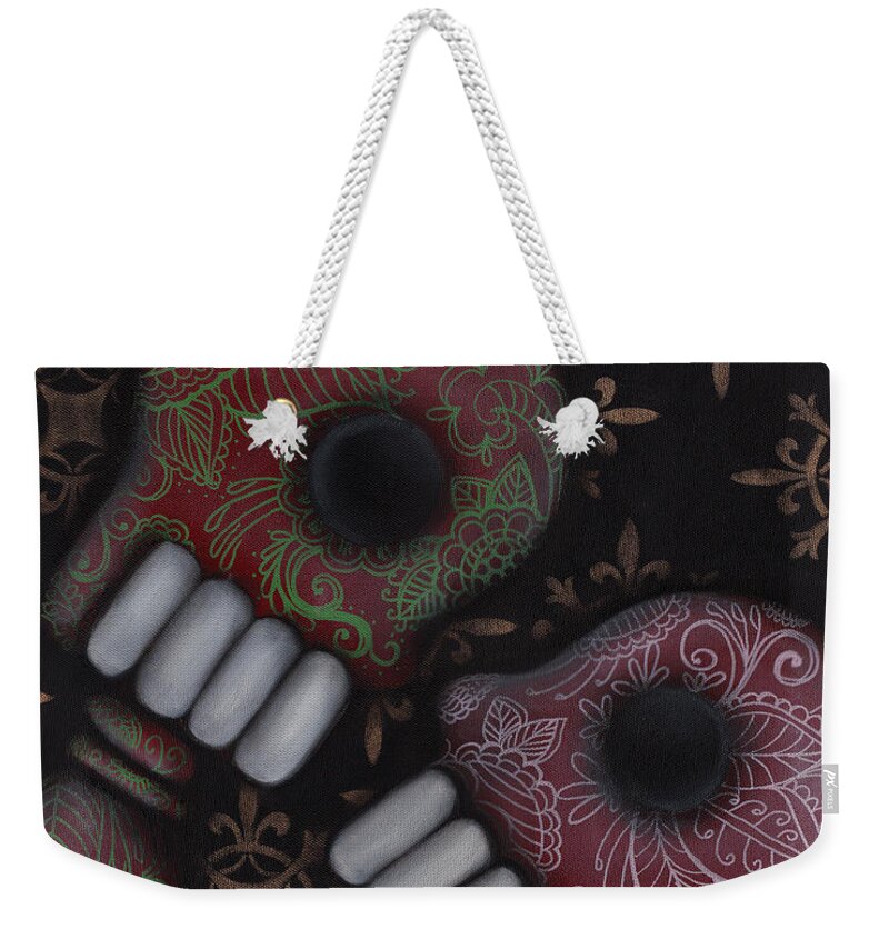 Day Of The Dead Weekender Tote Bag featuring the painting Oh el Amor by Abril Andrade
