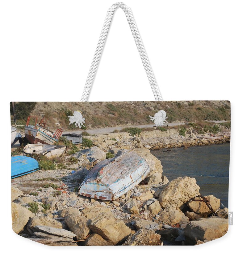 Old Boat Weekender Tote Bag featuring the photograph Old Boat by George Katechis