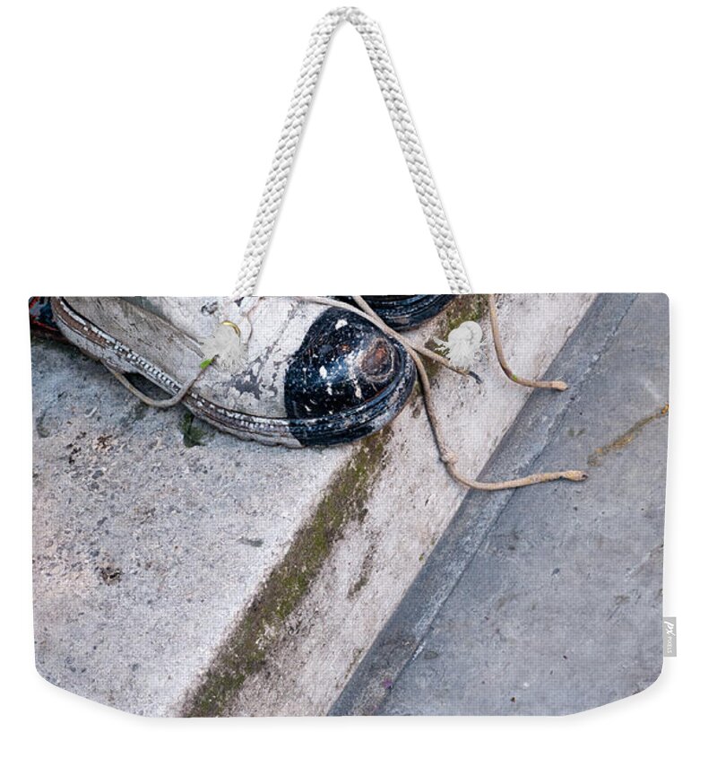 Old Weekender Tote Bag featuring the photograph Old Boots by Rick Piper Photography