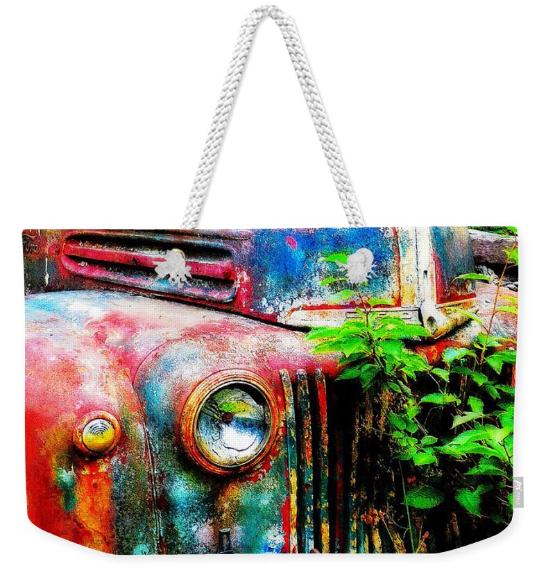 Old Weekender Tote Bag featuring the painting Old Ford #2 by Sandy MacGowan