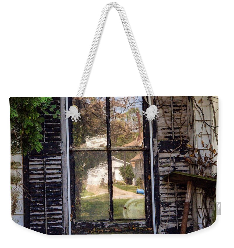 Iris Holzer Richardson Weekender Tote Bag featuring the photograph Old House Window by Iris Richardson