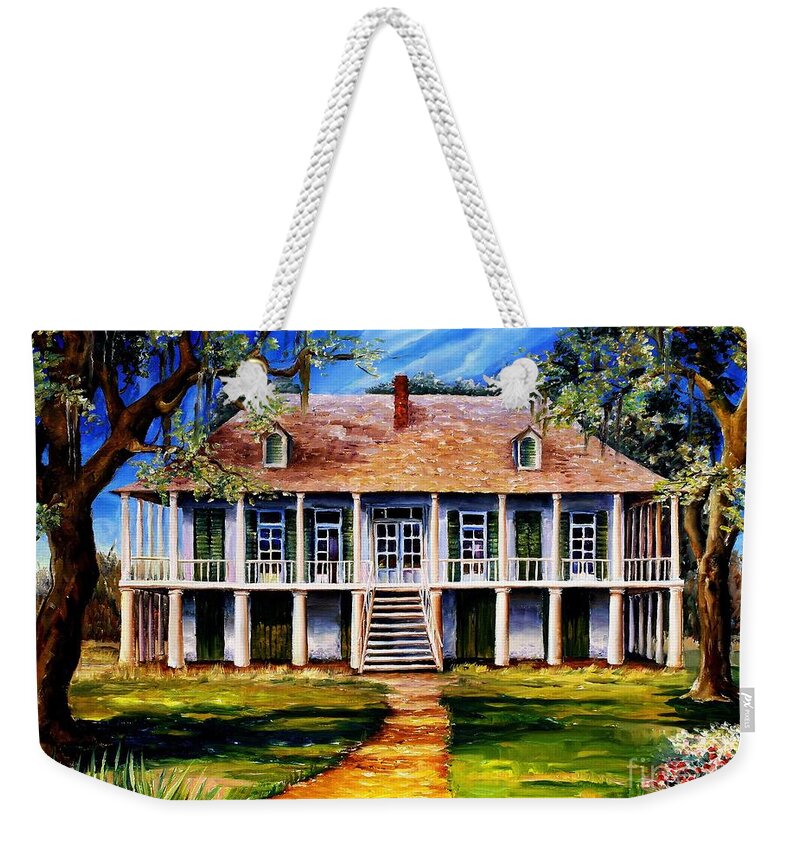Louisiana Weekender Tote Bag featuring the painting Old Louisiana Plantation by Diane Millsap