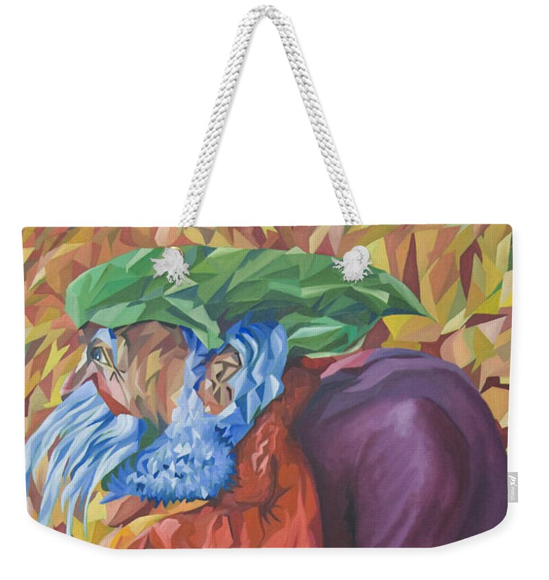Old Man Weekender Tote Bag featuring the painting Old Man Collecting Sticks - But Not On The Sabbath by James Lavott