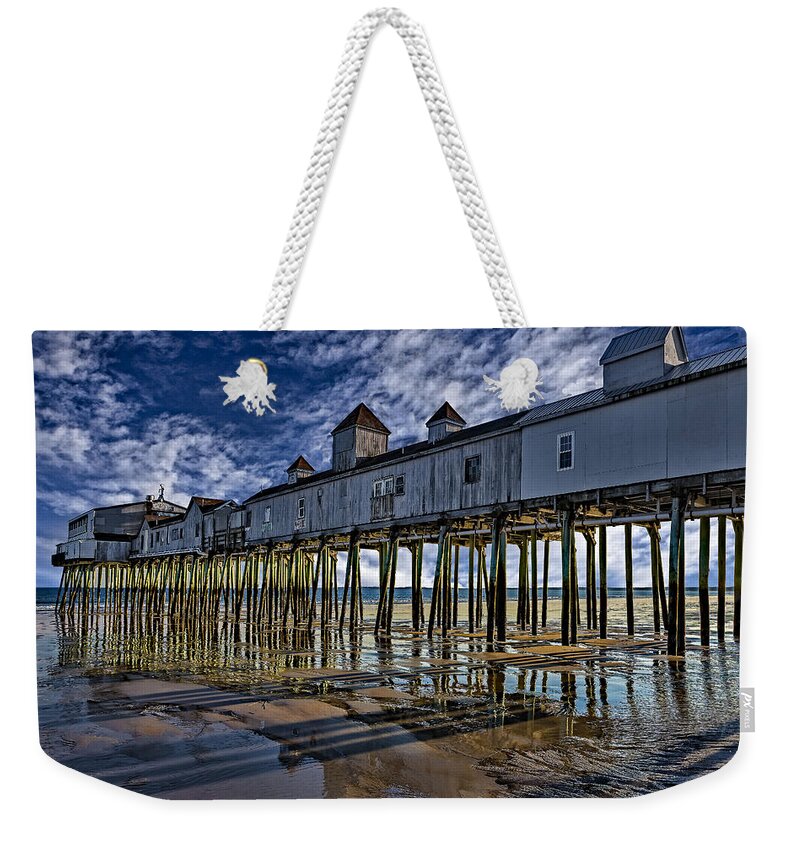 Old Orchard Beach Weekender Tote Bag featuring the photograph Old Orchard Beach Pier by Susan Candelario