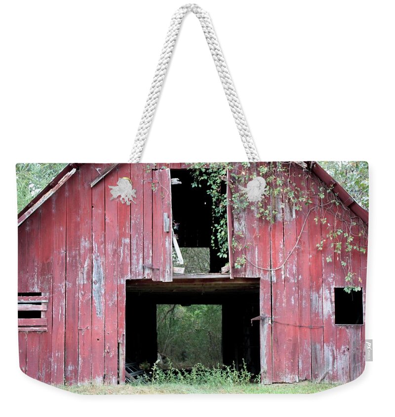 Old Weekender Tote Bag featuring the photograph Old Red Barn I by Lanita Williams