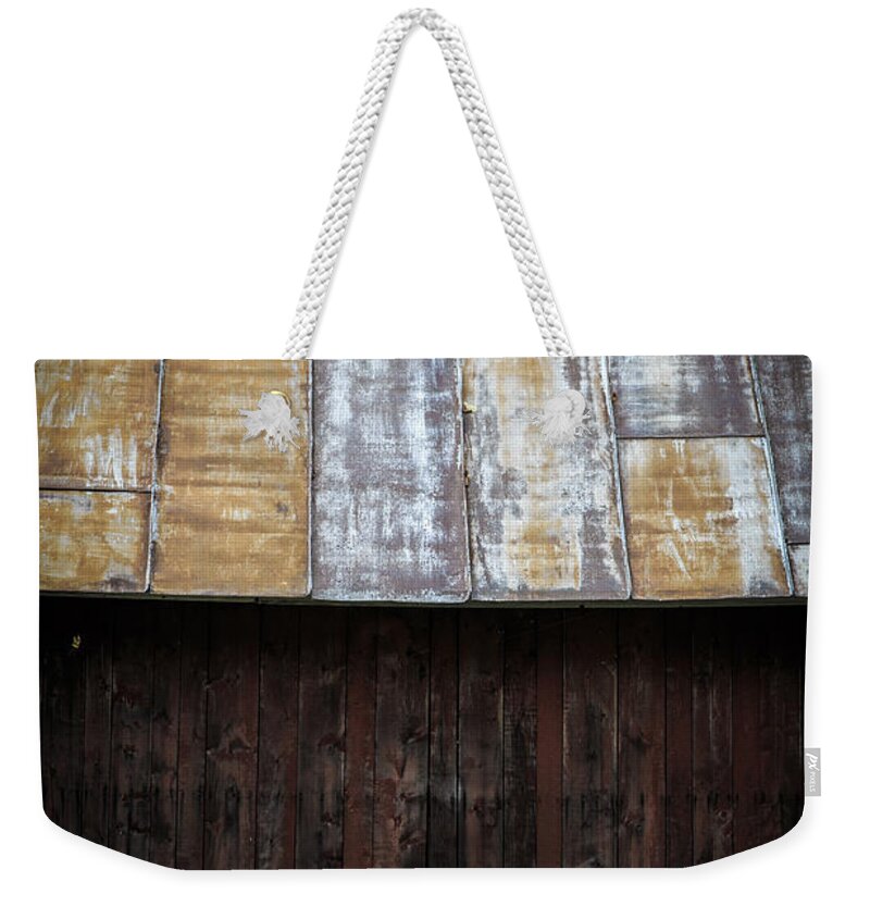 Vermont Weekender Tote Bag featuring the photograph Old Rusty Tin Roof Barn by Edward Fielding