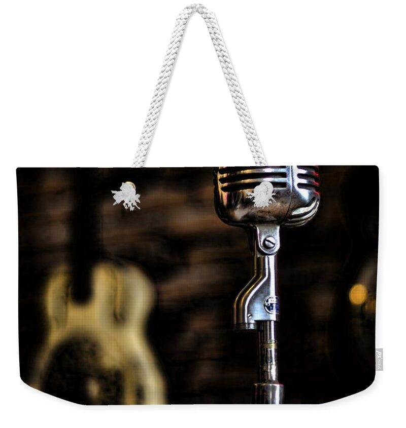 Microphone Weekender Tote Bag featuring the photograph Old School by Heather Applegate