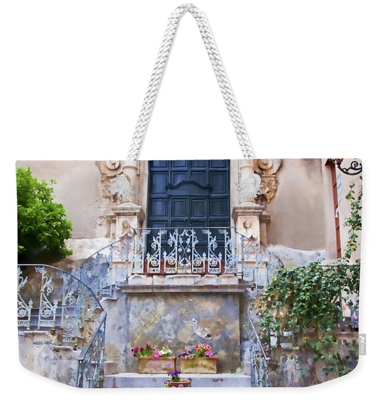 Sicily Weekender Tote Bag featuring the photograph Old Steps in Taormina Sicily by David Smith
