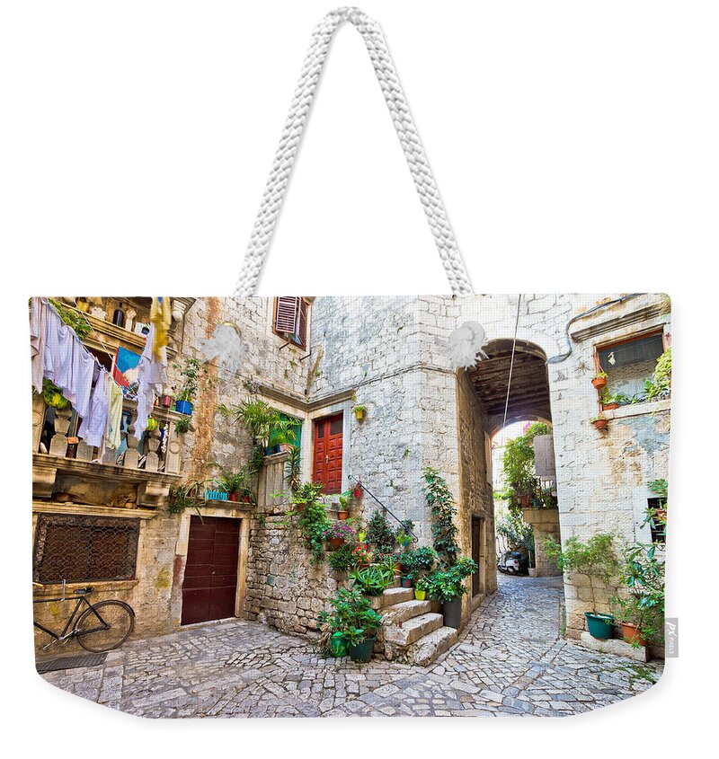 Trogir Weekender Tote Bag featuring the photograph Old stone street of Trogir by Brch Photography