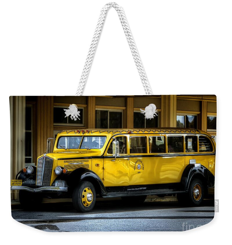 David Lawson Photography Weekender Tote Bag featuring the photograph Old Time Yellowstone Bus II by David Lawson