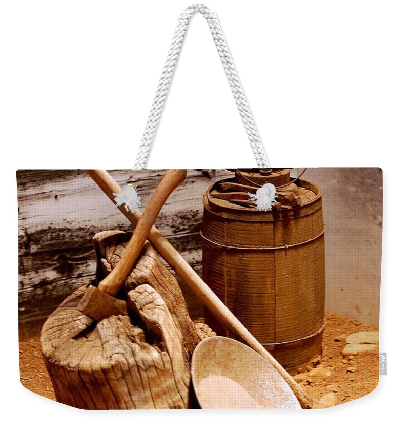 Still Life Weekender Tote Bag featuring the photograph Old Tools by AJ Schibig