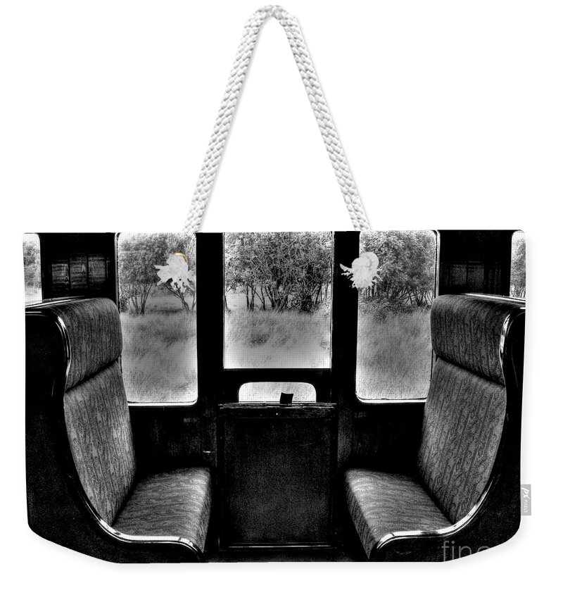 Steam Train Weekender Tote Bag featuring the photograph Old train compartment by Nina Ficur Feenan
