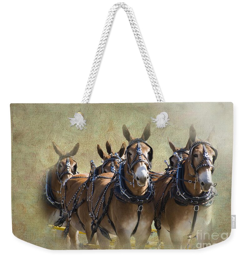 Mules Weekender Tote Bag featuring the photograph Old West Mule Train by Betty LaRue