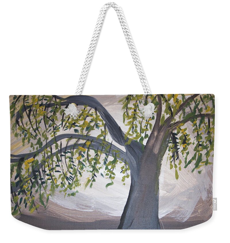 Acrylic Painting Weekender Tote Bag featuring the painting Old Willow by Cathy Anderson
