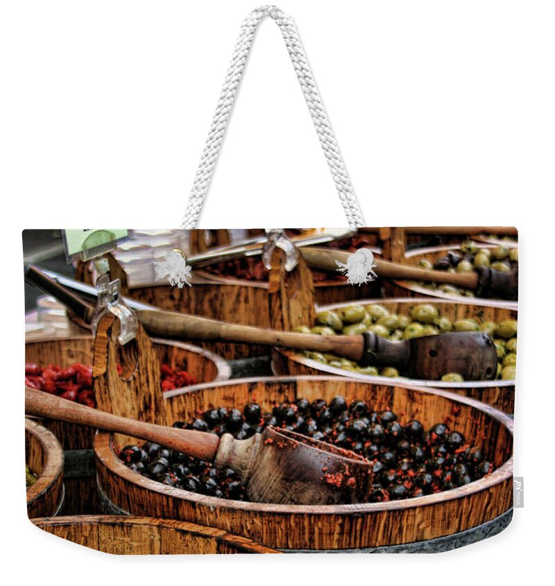 Olives Weekender Tote Bag featuring the photograph Olives by Heather Applegate