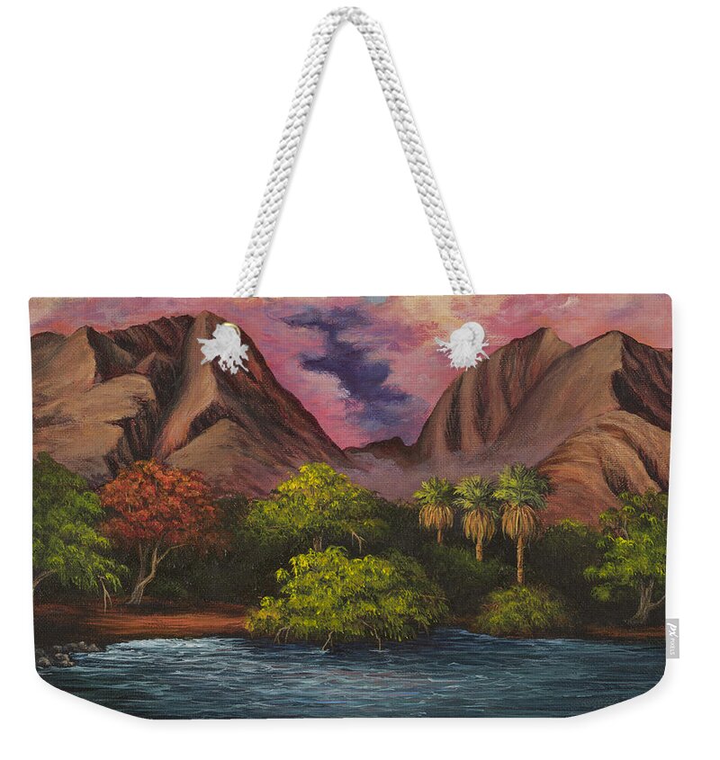 Landscape Weekender Tote Bag featuring the painting Olowalu Valley by Darice Machel McGuire