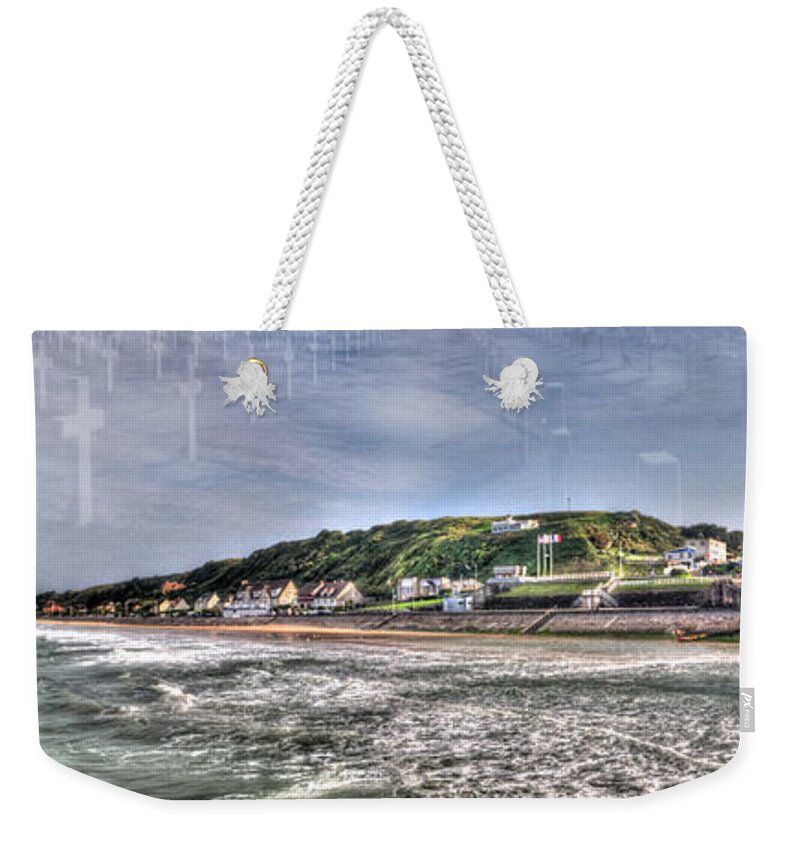 Omaha Beach Weekender Tote Bag featuring the photograph Omaha Beach from the pier by Weston Westmoreland