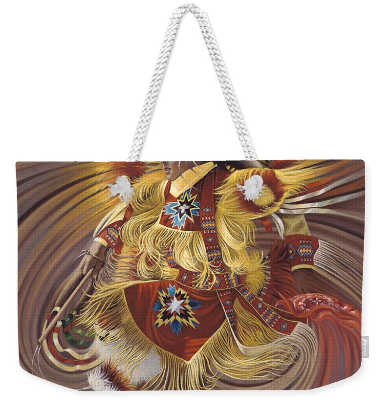 Sacred Weekender Tote Bag featuring the painting On Sacred Ground Series 4 by Ricardo Chavez-Mendez
