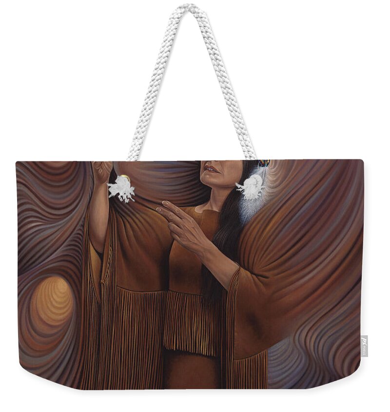 Bonnie-jo-hunt Weekender Tote Bag featuring the painting On Sacred Ground Series V by Ricardo Chavez-Mendez