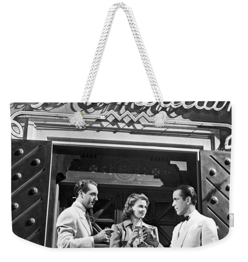 1942 Weekender Tote Bag featuring the photograph On The Casablanca Set by Underwood Archives