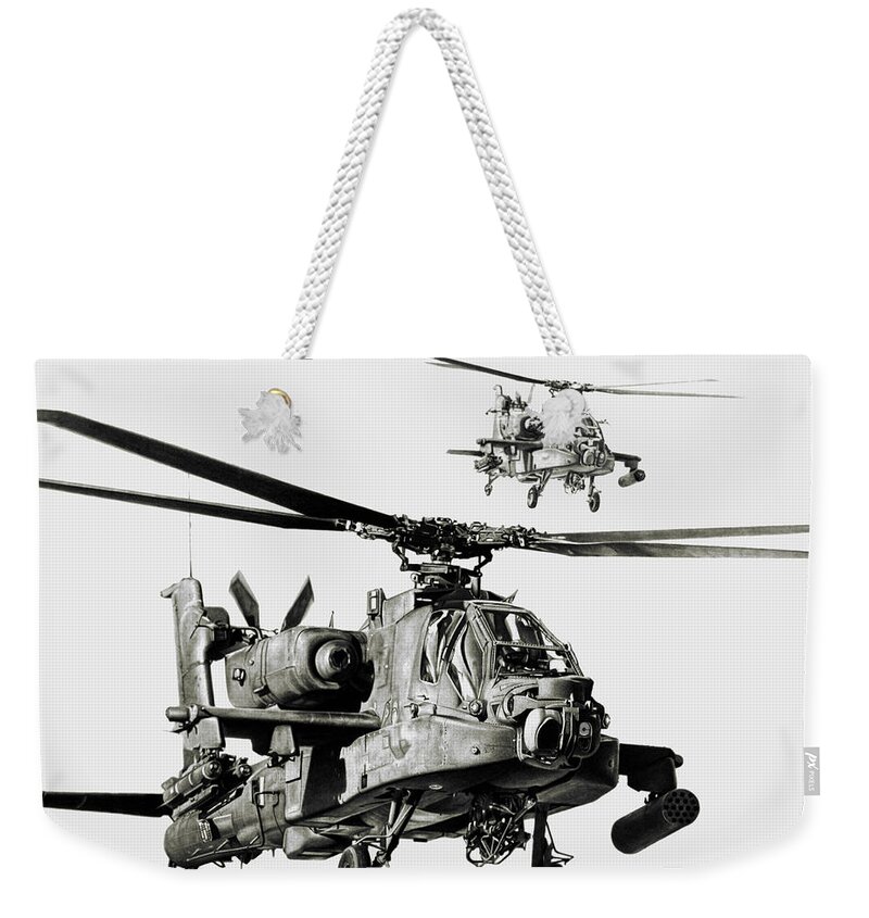 Attack Helicopter Weekender Tote Bag featuring the drawing On The Way by Murray Jones