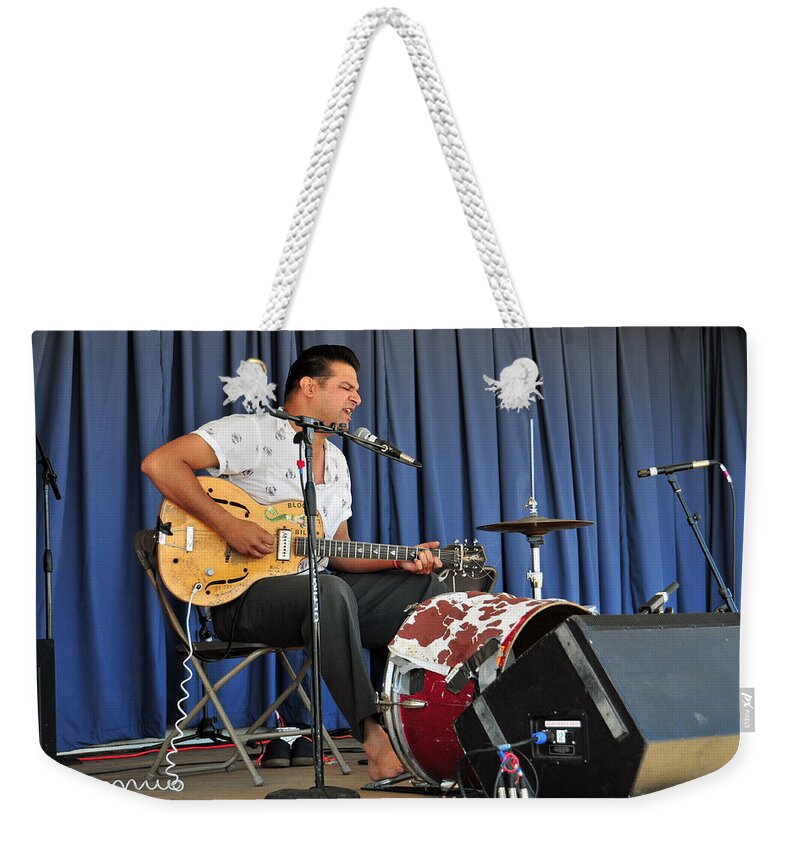 Band Weekender Tote Bag featuring the photograph One Man Band - Bloodshot Bill by Mike Martin