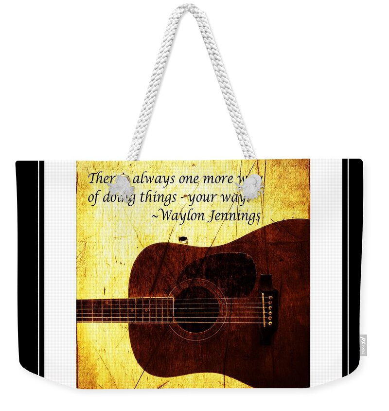 One More Way Of Doing Things - Waylon Jennings Weekender Tote Bag featuring the mixed media One More Way of Doing Things - Waylon Jennings by Barbara A Griffin