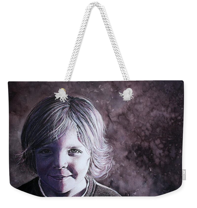 Jan Lawnikanis Weekender Tote Bag featuring the painting One of a Kind by Jan Lawnikanis