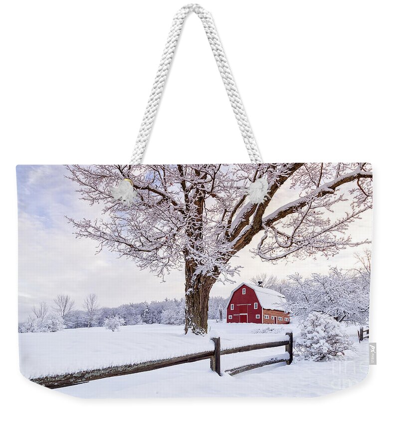 Etna Weekender Tote Bag featuring the photograph One Winter Morning on the Farm by Edward Fielding