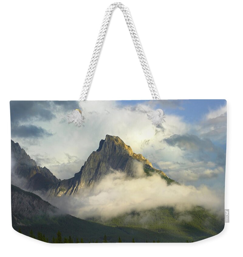 Feb0514 Weekender Tote Bag featuring the photograph Opal Range In Fog Kananaskis Country by Tim Fitzharris