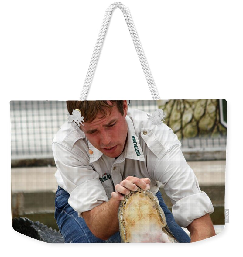 Gator Weekender Tote Bag featuring the photograph Open Wide by David Nicholls
