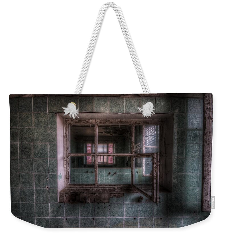 Urbex Weekender Tote Bag featuring the digital art Operation window by Nathan Wright
