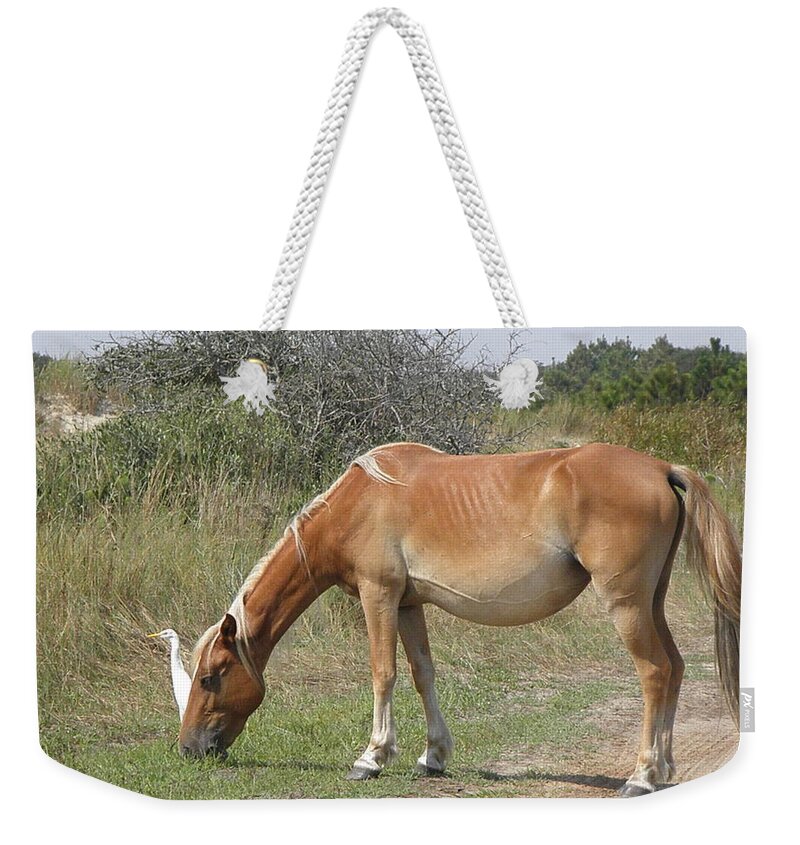 Egret Weekender Tote Bag featuring the photograph Opposites Attract by Kim Galluzzo