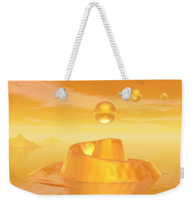 Orange Weekender Tote Bag featuring the digital art Orange Waters by Phil Perkins