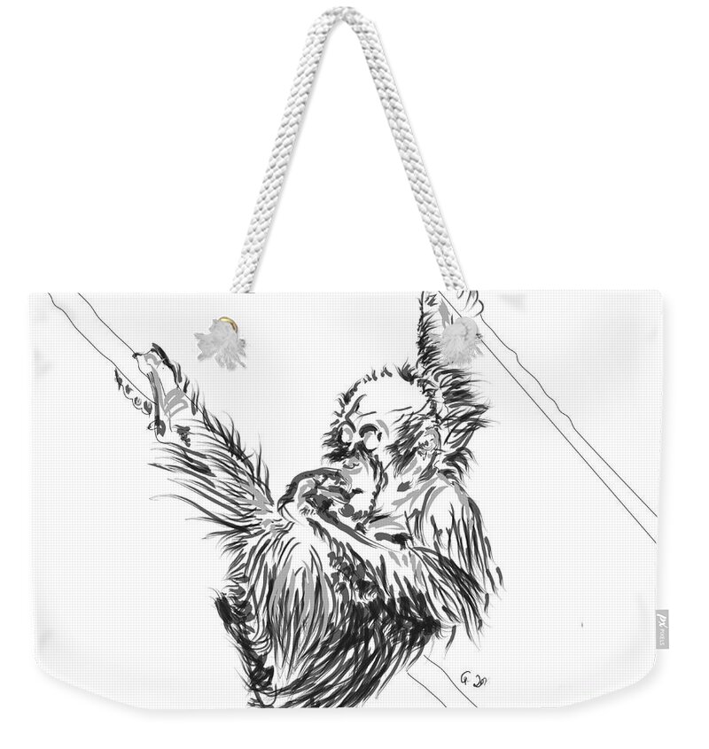 Wildlife Weekender Tote Bag featuring the painting Orangutan baby 2 by Go Van Kampen