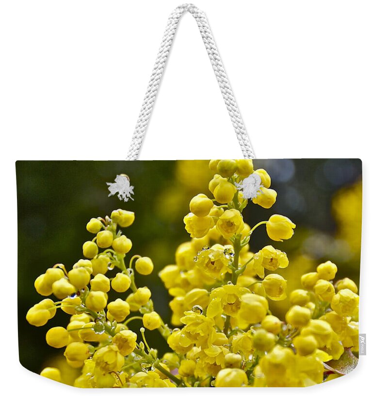 Flower Weekender Tote Bag featuring the photograph Oregon Grape Blossoms by Todd Kreuter